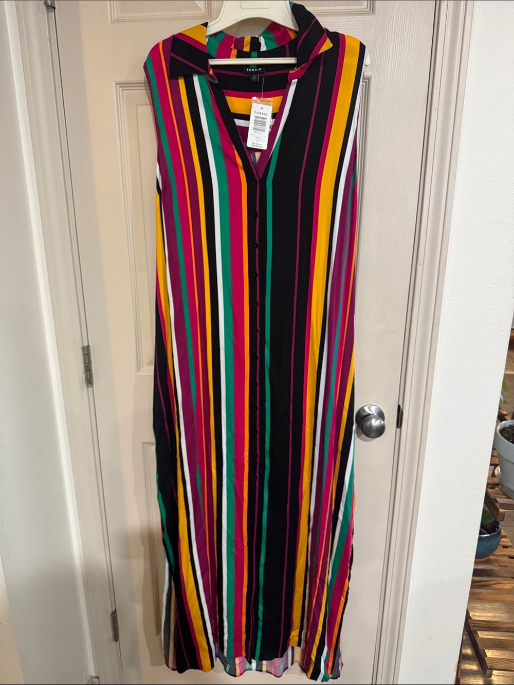 torrid plus size 2 Multi-color Stripe Sleeveless Maxi Shirt Dress